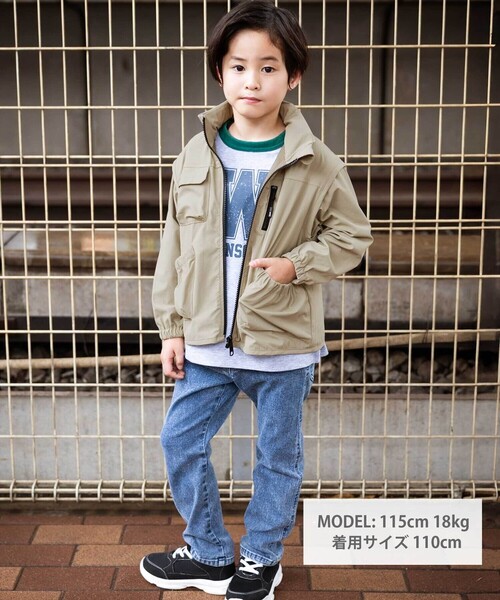 WASK(ワスク)の「袖取り外しワークポケットジャケット(100~160cm)(ナイロンジャケット・キッズ・ブラック/ベージュ・140cm/160cm/150cm/130cm)」の3枚目の写真
