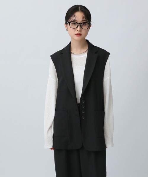 LEPSIM（レプシィム）の「テーラードベストAW　581654（ベスト・レディース・キャメル/ブラック/チャコールグレー・FREE）」の2枚目の写真