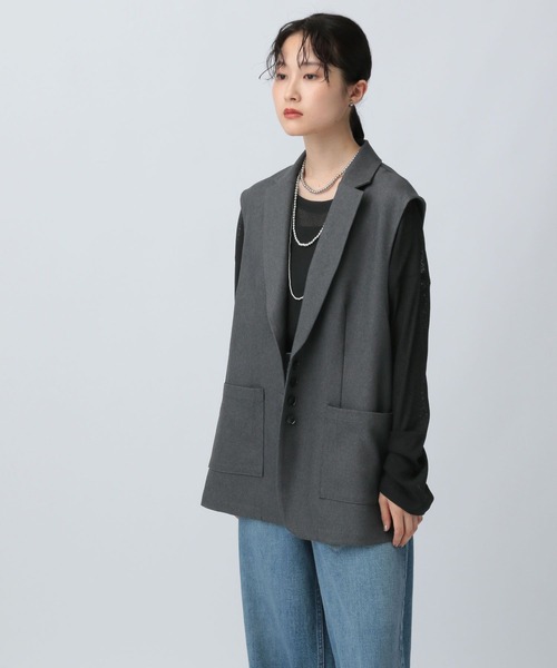 LEPSIM（レプシィム）の「テーラードベストAW　581654（ベスト・レディース・キャメル/ブラック/チャコールグレー・FREE）」の17枚目の写真