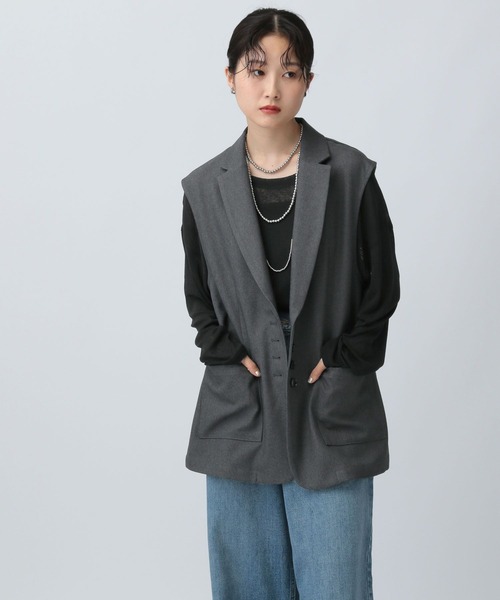 LEPSIM（レプシィム）の「テーラードベストAW　581654（ベスト・レディース・キャメル/ブラック/チャコールグレー・FREE）」の16枚目の写真