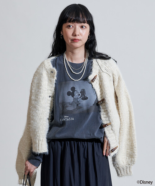 FREAK'S STORE（フリークスストア）の「【DISNEY FANTASIA】 ボックス モノクロフロント プリントロンT/ミッキーマウス/ディズニー/ファンタジア/ミッキーマウス（Tシャツ/カットソー・レディース・オフホワイト/ブラック・X-LARGE/MEDIUM）」の5枚目の写真