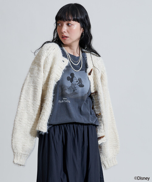 FREAK'S STORE（フリークスストア）の「【DISNEY FANTASIA】 ボックス モノクロフロント プリントロンT/ミッキーマウス/ディズニー/ファンタジア/ミッキーマウス（Tシャツ/カットソー・レディース・オフホワイト/ブラック・X-LARGE/MEDIUM）」の6枚目の写真