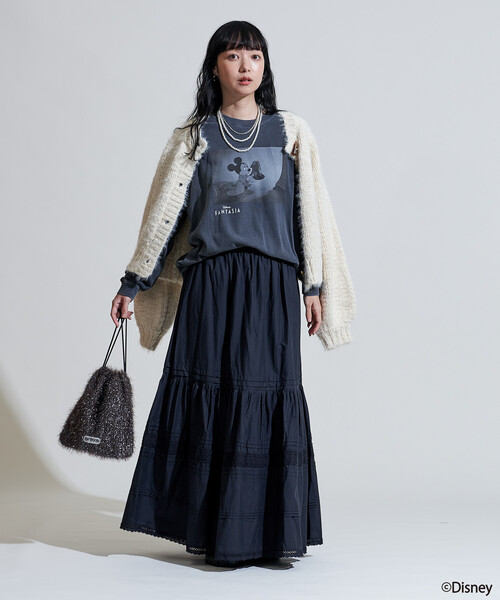 FREAK'S STORE（フリークスストア）の「【DISNEY FANTASIA】 ボックス モノクロフロント プリントロンT/ミッキーマウス/ディズニー/ファンタジア/ミッキーマウス（Tシャツ/カットソー・レディース・オフホワイト/ブラック・X-LARGE/MEDIUM）」の8枚目の写真