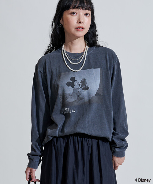 FREAK'S STORE（フリークスストア）の「【DISNEY FANTASIA】 ボックス モノクロフロント プリントロンT/ミッキーマウス/ディズニー/ファンタジア/ミッキーマウス（Tシャツ/カットソー・レディース・オフホワイト/ブラック・X-LARGE/MEDIUM）」の11枚目の写真