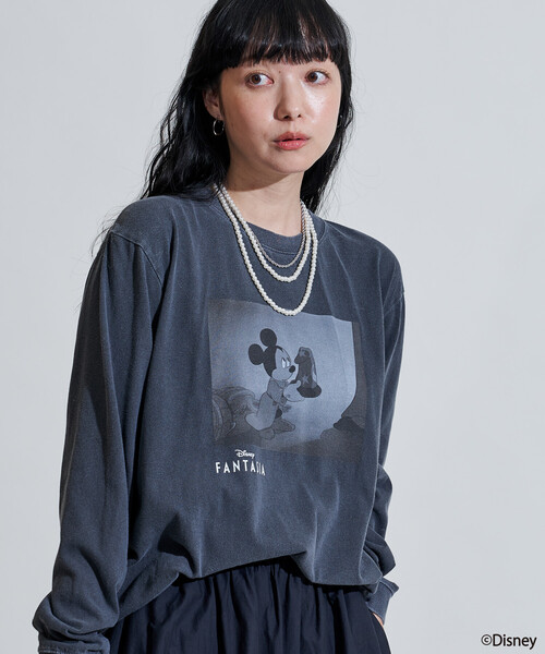 FREAK'S STORE（フリークスストア）の「【DISNEY FANTASIA】 ボックス モノクロフロント プリントロンT/ミッキーマウス/ディズニー/ファンタジア/ミッキーマウス（Tシャツ/カットソー・レディース・オフホワイト/ブラック・X-LARGE/MEDIUM）」の12枚目の写真