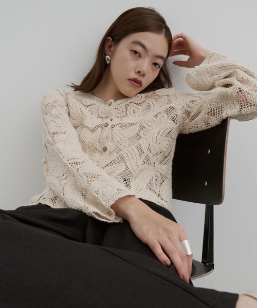 TORNADO MART エキゾチックリーフラッセル レースカーディガン TORNADO MART / エキゾチックリーフラッセルレースマキシカーディガン