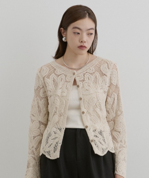 579 フランスアンティーク 美しいレースのカーディガン ボレロ 美品 パリ フレンチアンティークレースボレロ【パディントン】｜ブロカント