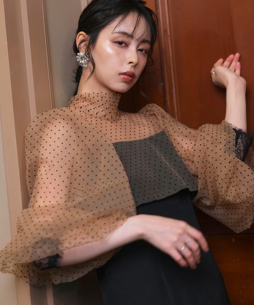 RUIRUE BOUTIQUE(ルイルエブティック)の「オケージョンドレス 結婚式 ストレッチ | シアー ドット Iライン ワンピース ドレス | 二次会 披露宴 美脚 オケージョンワンピース お呼ばれ パーティードレス(ドレス・レディース・チャコールグレー×ブラック/ブラック系1/ブラック×グレー・S/M/L/LL)」の7枚目の写真