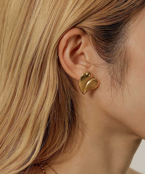 セール】金属アレルギー対応 ニュアンスハートモチーフ ピアス