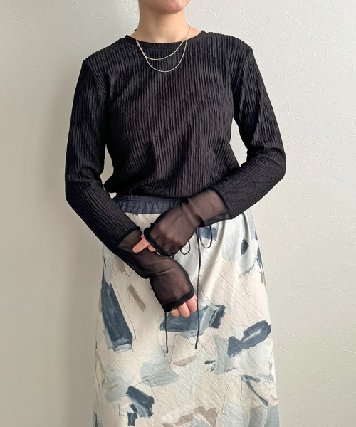 LHELBIE(レルビエ)の「シアーカフスシャーリングトップス(Tシャツ/カットソー・レディース・ブルー/イエロー/ブラック/アイボリー・M)」の22枚目の写真