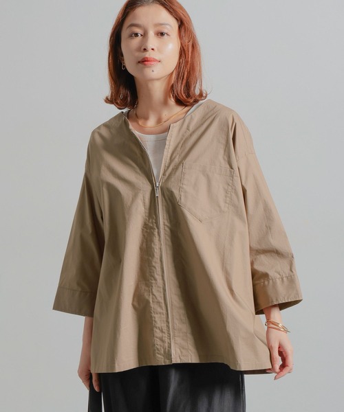 【TOSHI様】機能素材 ノーカラーブルゾン セール】ノーカラーシャツブルゾン（ブルゾン）｜studio CLIP