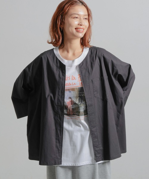 セール】ノーカラーシャツブルゾン（ブルゾン）｜studio CLIP