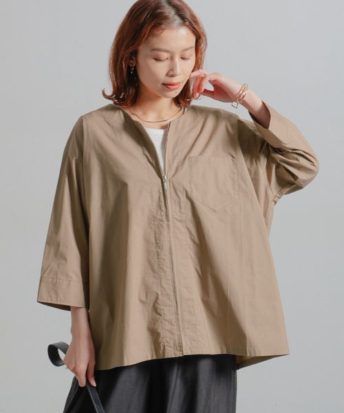 studio CLIP（スタディオクリップ）の「ノーカラーシャツブルゾン（ブルゾン・レディース・カーキ/ベージュ/ブラック・FREE）」の13枚目の写真