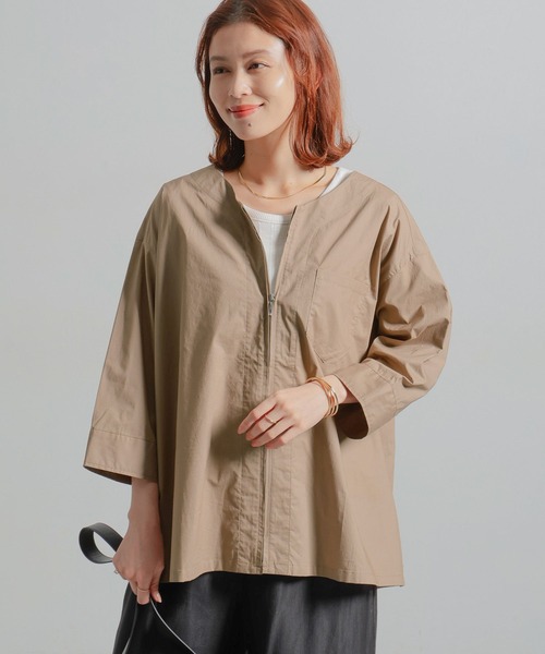 【美品】cen. ノーカラーステッチブルゾンシャツ cen. ノーカラーステッチブルゾンシャツ cen. ノーカラーステッチ