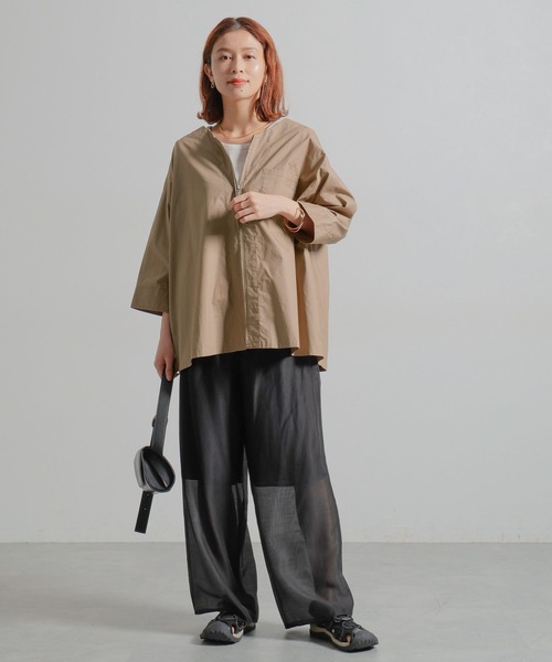 studio CLIP（スタディオクリップ）の「ノーカラーシャツブルゾン（ブルゾン・レディース・カーキ/ベージュ/ブラック・FREE）」の16枚目の写真