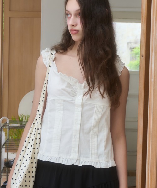 Birthday room（バースデイルーム）の「コットンノースリーブブラウス/Cotton sleeveless blouse（シャツ/ブラウス・レディース・ホワイト/ピンク/チェック/ブラック・FREE）」の2枚目の写真