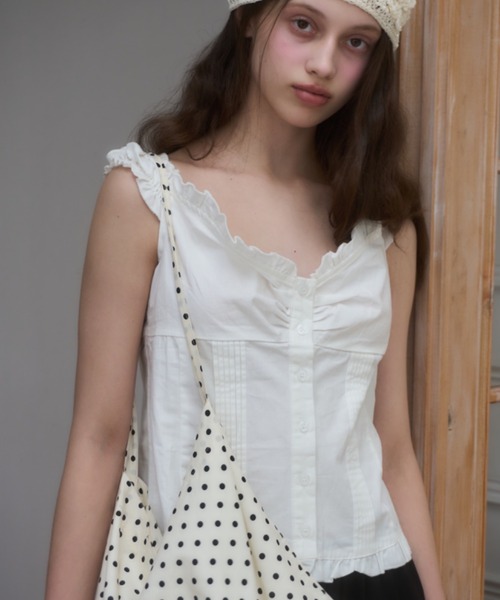 Birthday room（バースデイルーム）の「コットンノースリーブブラウス/Cotton sleeveless blouse（シャツ/ブラウス・レディース・ホワイト/ピンク/チェック/ブラック・FREE）」の8枚目の写真