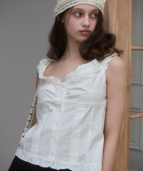 Birthday room（バースデイルーム）の「コットンノースリーブブラウス/Cotton sleeveless blouse（シャツ/ブラウス・レディース・ホワイト/ピンク/チェック/ブラック・FREE）」の12枚目の写真