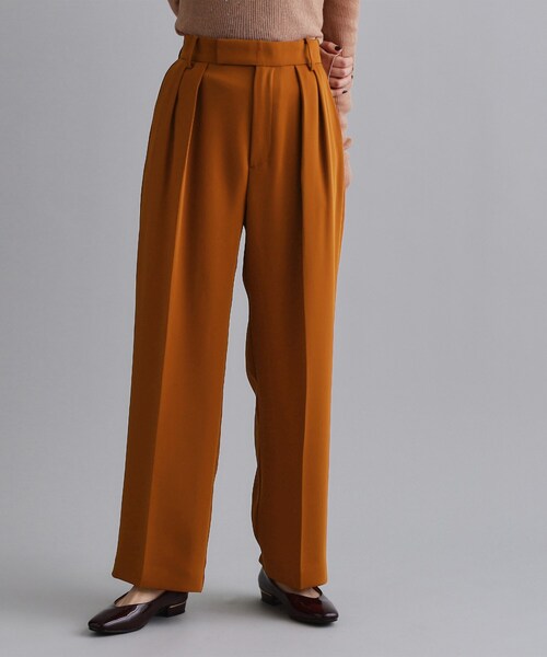 OPAQUE.CLIP（オペークドットクリップ）の「【es】タックワイドストレートパンツ【洗濯機OK/防シワ/UVケア/接触冷感/吸水速乾】（その他パンツ・レディース・ダークブラウン/ブラック・40/38/36）」の2枚目の写真