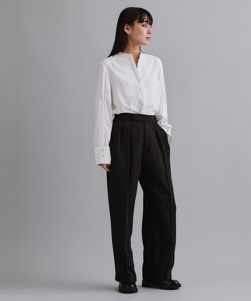 OPAQUE.CLIP（オペークドットクリップ）の「【es】タックワイドストレートパンツ【洗濯機OK/防シワ/UVケア/接触冷感/吸水速乾】（その他パンツ・レディース・ダークブラウン/ブラック・40/38/36）」の4枚目の写真