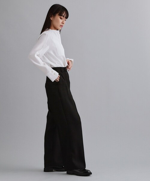 OPAQUE.CLIP（オペークドットクリップ）の「【es】タックワイドストレートパンツ【洗濯機OK/防シワ/UVケア/接触冷感/吸水速乾】（その他パンツ・レディース・ダークブラウン/ブラック・40/38/36）」の5枚目の写真