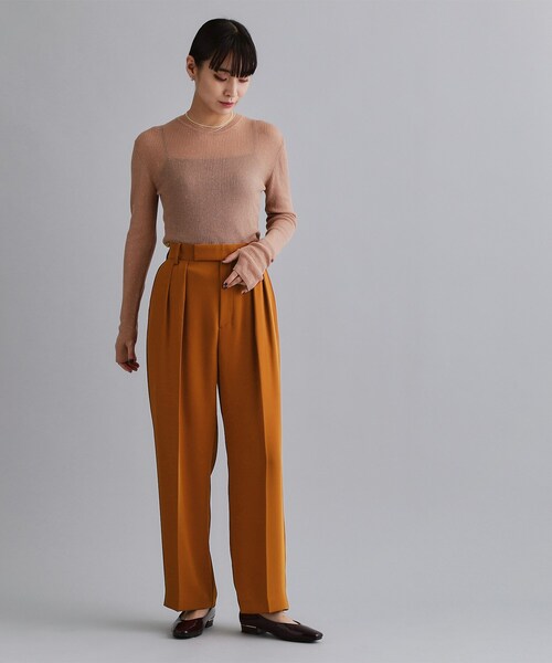 OPAQUE.CLIP（オペークドットクリップ）の「【es】タックワイドストレートパンツ【洗濯機OK/防シワ/UVケア/接触冷感/吸水速乾】（その他パンツ・レディース・ダークブラウン/ブラック・40/38/36）」の8枚目の写真