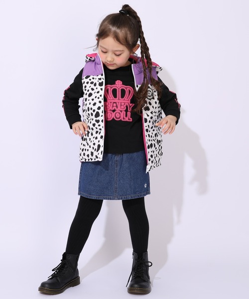 BABYDOLL（ベビードール）の「親子お揃い BIGネオン発泡プリントロンT 1056K（Tシャツ/カットソー・キッズ・ホワイト/ブラック/ホワイト系その他・90cm/100cm/110cm/120cm/140cm/80ｃｍ/130cm/150cm）」の5枚目の写真