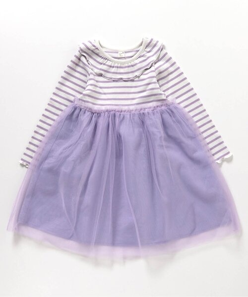 apres les cours(アプレレクール)の「【リンク/ジュニア対応】衿フリルチュールドッキングワンピース(ワンピース・キッズ・その他2/ネイビー/レッド・80/90/100/110/120/130/140)」の3枚目の写真