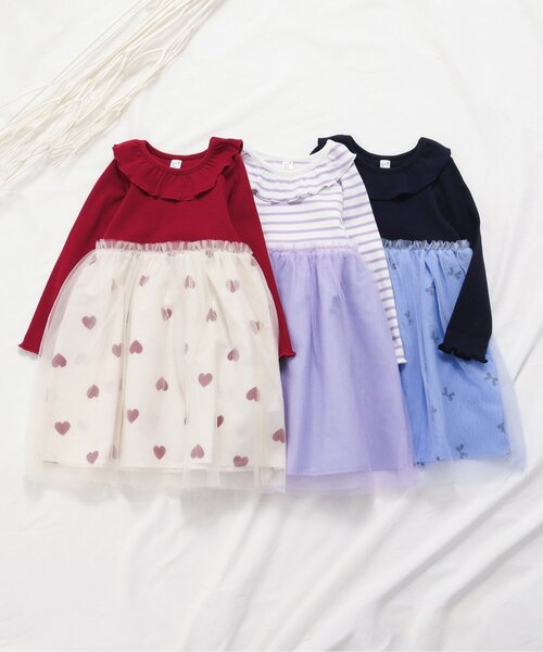 apres les cours(アプレレクール)の「【リンク/ジュニア対応】衿フリルチュールドッキングワンピース(ワンピース・キッズ・その他2/ネイビー/レッド・80/90/100/110/120/130/140)」の10枚目の写真