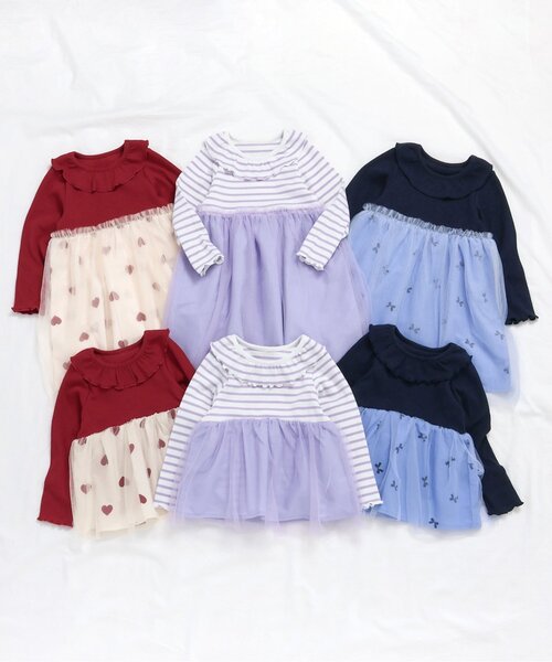 apres les cours(アプレレクール)の「【リンク/ジュニア対応】衿フリルチュールドッキングワンピース(ワンピース・キッズ・その他2/ネイビー/レッド・80/90/100/110/120/130/140)」の11枚目の写真