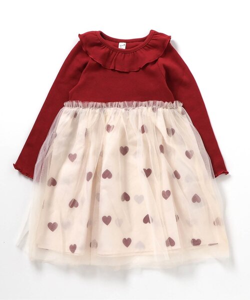 apres les cours(アプレレクール)の「【リンク/ジュニア対応】衿フリルチュールドッキングワンピース(ワンピース・キッズ・その他2/ネイビー/レッド・80/90/100/110/120/130/140)」の12枚目の写真