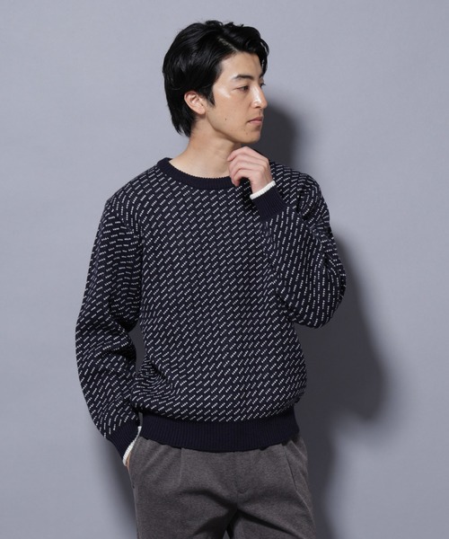 NANO universe(ナノユニバース)の「バーズアイニット(ニット/セーター・メンズ・ブラック/ネイビー/グリーン/ホワイト・XL/L/M/S)」の4枚目の写真