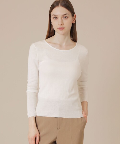 MACKINTOSH LONDON(マッキントッシュ ロンドン)の「【SUPER FINE LAB.】メルテッドサウラコットンクルーネックプルオーバー(ニット/セーター・レディース・ブラック/ネイビー/チャコールグレー/オフホワイト・38)」の2枚目の写真