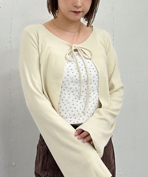 archives（アルシーヴ）の「起毛カットリブＣＤ×花柄キャミＳＥＴ（アンサンブル・レディース・アイボリー/グレー/ブラウン・MEDIUM）」の2枚目の写真