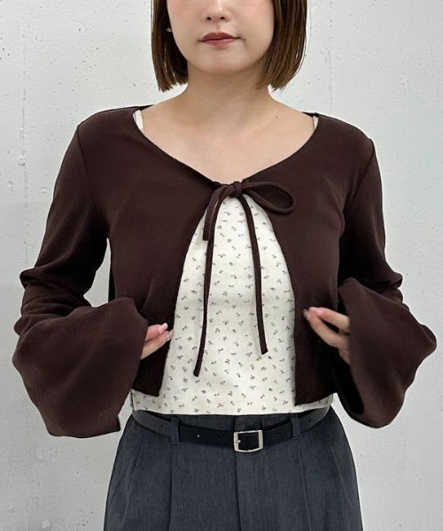 archives（アルシーヴ）の「起毛カットリブＣＤ×花柄キャミＳＥＴ（アンサンブル・レディース・アイボリー/グレー/ブラウン・MEDIUM）」の4枚目の写真