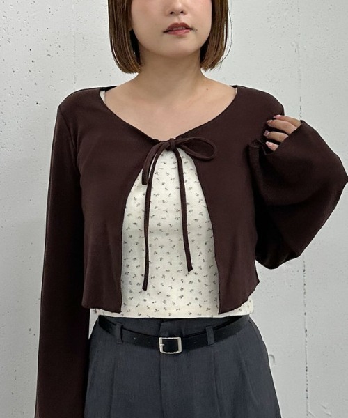 archives（アルシーヴ）の「起毛カットリブＣＤ×花柄キャミＳＥＴ（アンサンブル・レディース・アイボリー/グレー/ブラウン・MEDIUM）」の5枚目の写真