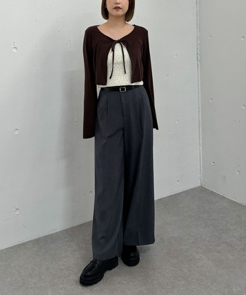 archives（アルシーヴ）の「起毛カットリブＣＤ×花柄キャミＳＥＴ（アンサンブル・レディース・アイボリー/グレー/ブラウン・MEDIUM）」の9枚目の写真