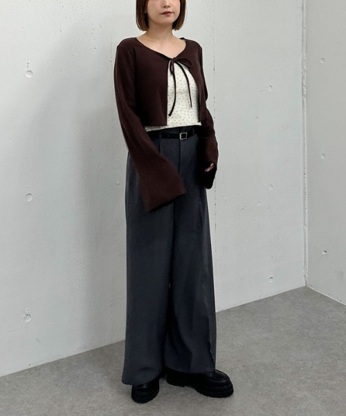 archives（アルシーヴ）の「起毛カットリブＣＤ×花柄キャミＳＥＴ（アンサンブル・レディース・アイボリー/グレー/ブラウン・MEDIUM）」の11枚目の写真