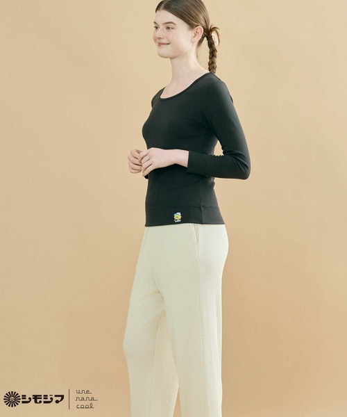 une nana cool（ウンナナクール）の「MADE WITH シモジマ 裏起毛　あったかシャツ（インナーウェア/肌着・レディース・ブラック/ピンク・L/M）」の5枚目の写真