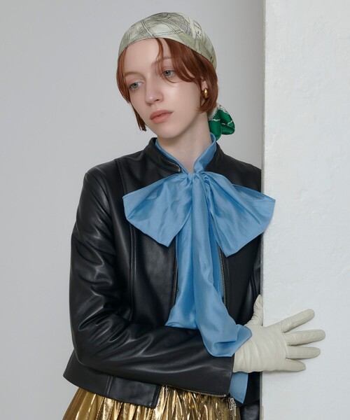 allureville（アルアバイル）の「スタンドカラーレザーライダースジャケット（ライダースジャケット・レディース・ブラック/ブラウン・1/2）」の14枚目の写真