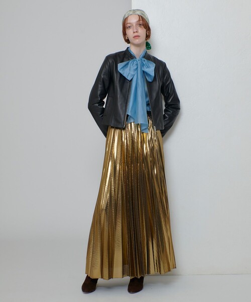 allureville（アルアバイル）の「スタンドカラーレザーライダースジャケット（ライダースジャケット・レディース・ブラック/ブラウン・1/2）」の16枚目の写真