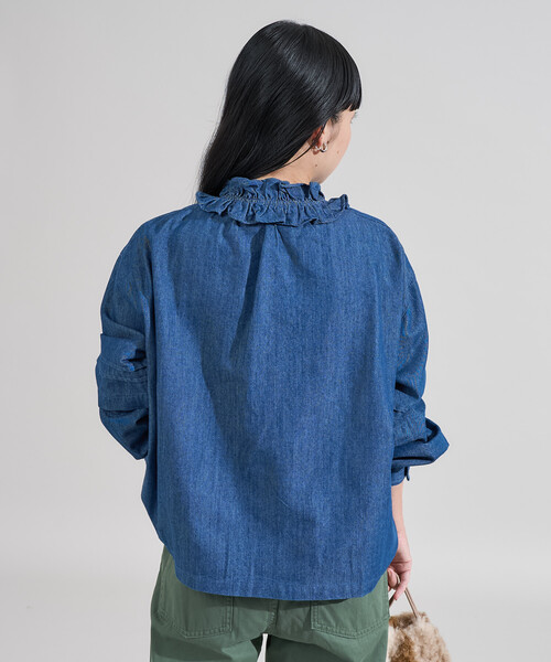 FREAK'S STORE(フリークスストア)の「ヴィンテージライク ダブルフリルブラウス/デニムフリルブラウス(シャツ/ブラウス・レディース・オフホワイト/ブラック/ネイビー・フリ-)」の19枚目の写真