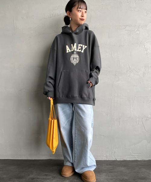 AMERICANA カレッジロゴプリント スウェットパーカー F ヘザーグレー Americana/アメリカーナ] カレッジプリント スウェット