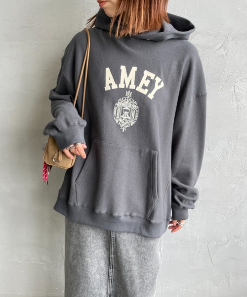 AMERICANA カレッジロゴプリント スウェットパーカー F ヘザーグレー Americana/アメリカーナ] カレッジプリント スウェット