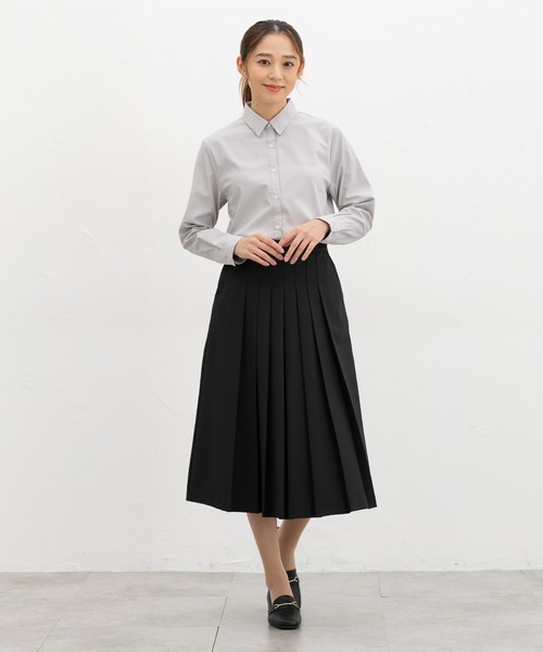 Honeys（ハニーズ）の「【ハニぽか・らくらくアイロン】あったからくらくシャツ（ビジネスシャツ・レディース・ライトグレー/ホワイト/ブラック/サックスブルー・S/M/LL/L）」の14枚目の写真