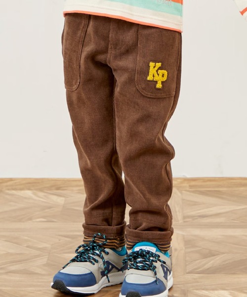KP(ケーピー)の「裾ボーダー折り返し ライトニットコールパンツ(その他パンツ・キッズ・ダークブラウン/ベージュ/ネイビー・80cm/100cm/90cm)」の1枚目の写真