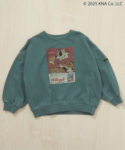 F.O.KIDS（エフオーキッズ）の「ケロッグ　ガーメントダイトレーナー（スウェット・キッズ・ターコイズブルー/レッド/キャメル/チャコール・80/90/100/110/120/130/140/150/160）」の2枚目の写真