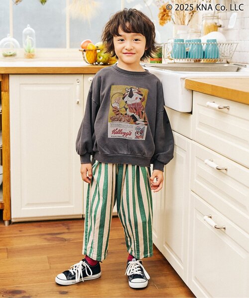 F.O.KIDS（エフオーキッズ）の「ケロッグ　ガーメントダイトレーナー（スウェット・キッズ・ターコイズブルー/レッド/キャメル/チャコール・80/90/100/110/120/130/140/150/160）」の5枚目の写真