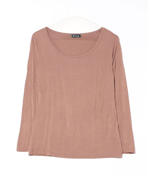 MARAI(マーライ)の「とろみボートネック 長袖Tシャツ カットソー(Tシャツ/カットソー・レディース・ブラウン/ホワイト/グレー/ブラック・XL/L)」の1枚目の写真