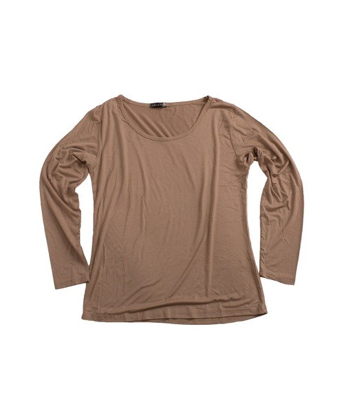 MARAI(マーライ)の「とろみボートネック 長袖Tシャツ カットソー(Tシャツ/カットソー・レディース・ブラウン/ホワイト/グレー/ブラック・XL/L)」の19枚目の写真